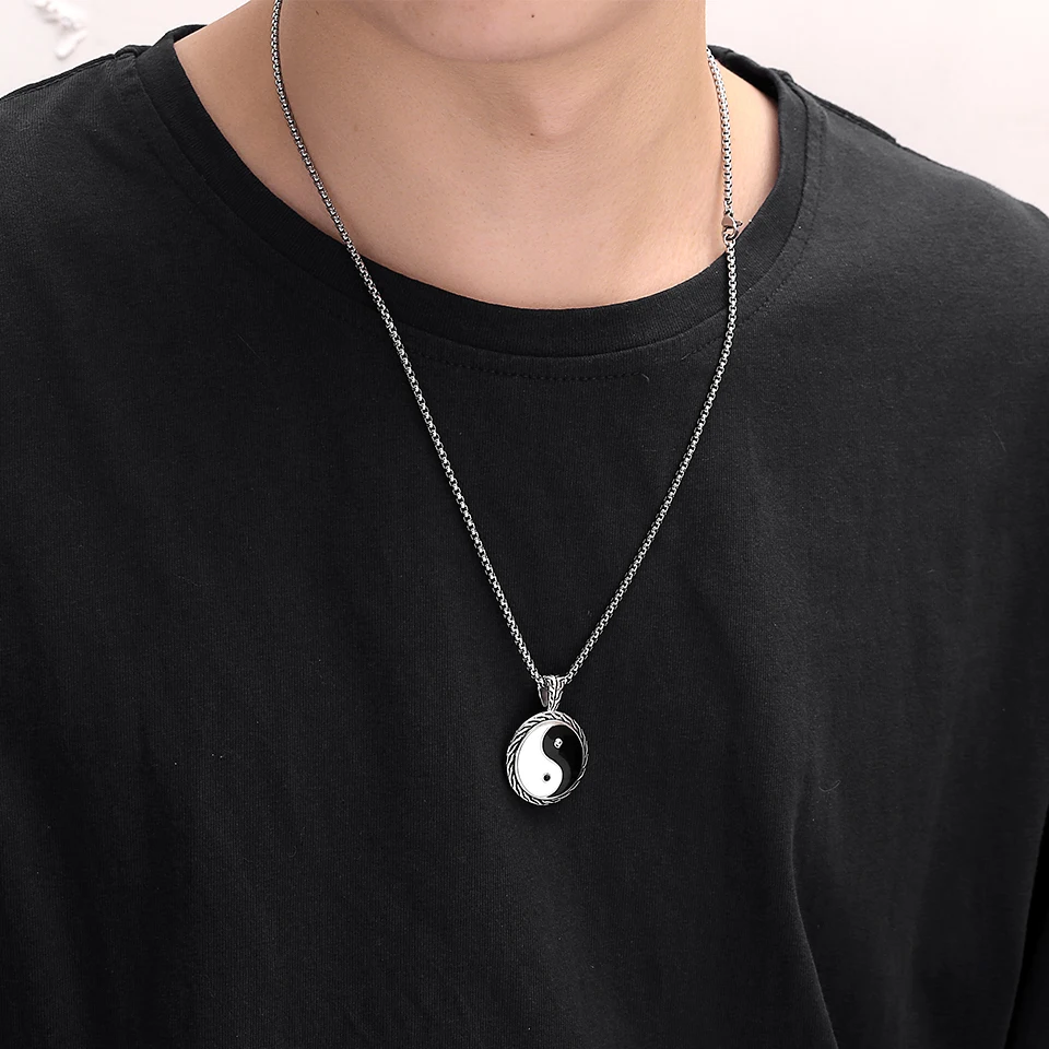 Stainless Steel Jewelry Religious Series Tai Chi Necklaces Gossip Yin Yang Necklace For Men Women Gioielli Da Donna