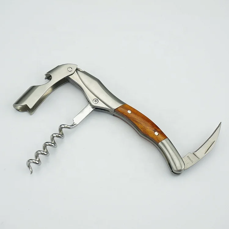 Ручка с одной петлей штопор открывалка для бутылок вина Сандалии Дерево хорошее качество специальный дизайн желтая нержавеющая сталь Премиум