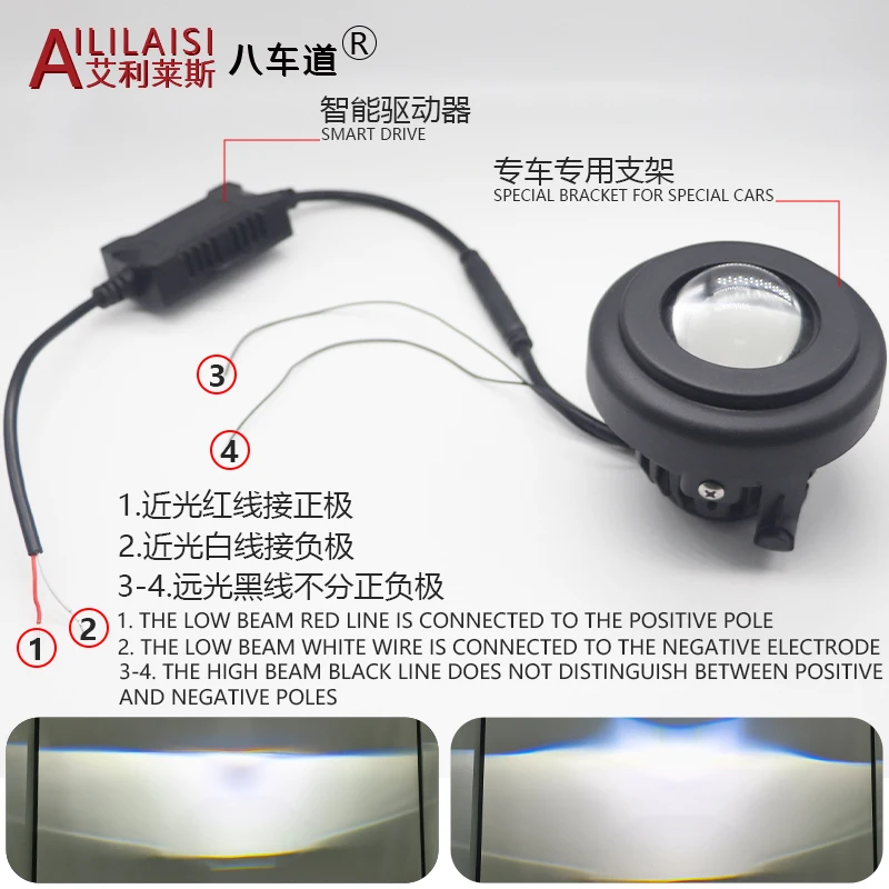 Applicable 2.0Inch bi led projector fog light lamp Laser bifocal lens modification headlight a very bright for Highlander car