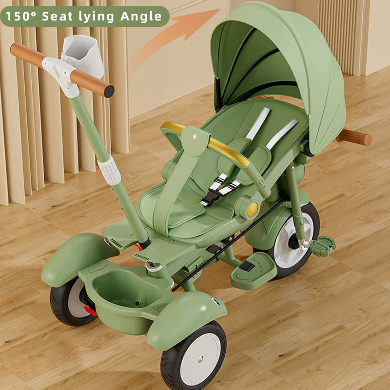 4 in 1 latest metal design 4 to 6 years rickshaw foldable new folding cheap mini kids tricycle