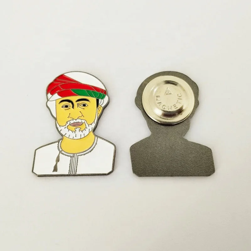 OM Omani Sultanate of Oman Sultan ruler king president magnetic metal soft enamel badge brooch pin badges brooches phone sticker