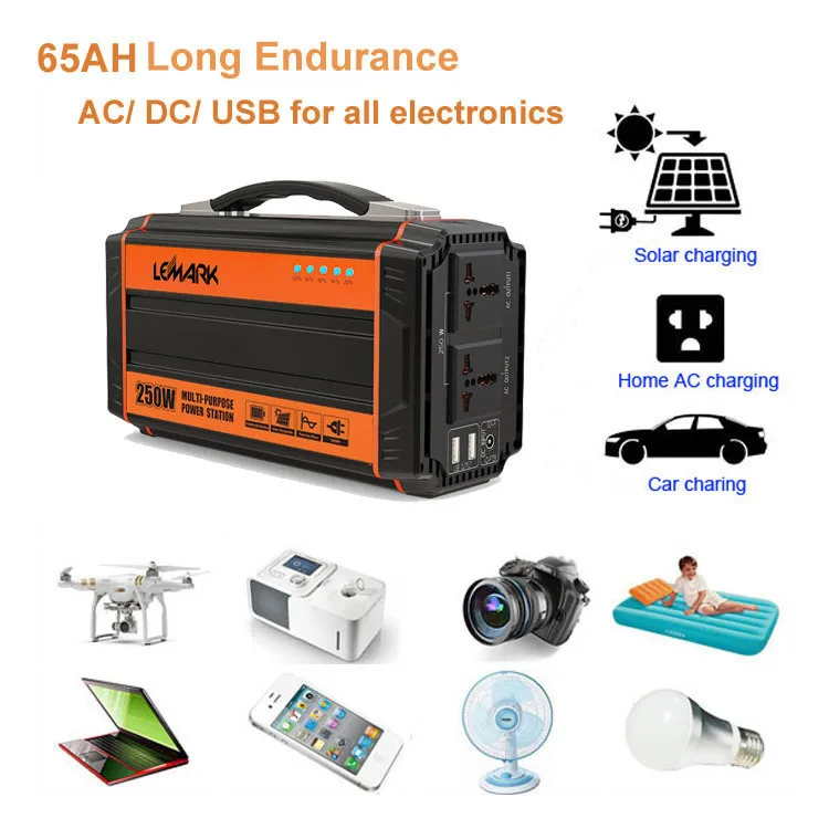 ETL CE PSE 65AH 2.8KG AC DC Convertible 220 volt Portable Power Bank Solar Power Bank For Camping Caravan Hiking Picnic