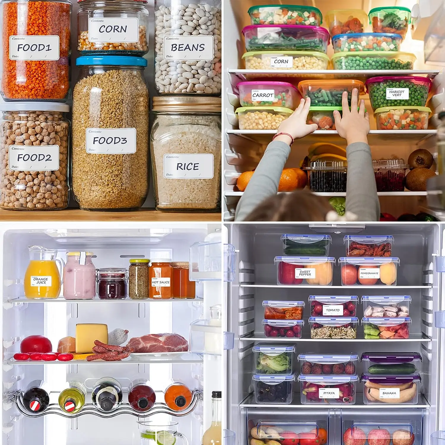 Custom Factory Food Storage Labels Dissolves Adhesive Removable Food Labels Food Storage Freezer Sticker