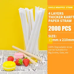 12mm biodegradable Boba Paper Straws Black And White Paper Straws For Milk Tea &Juice
