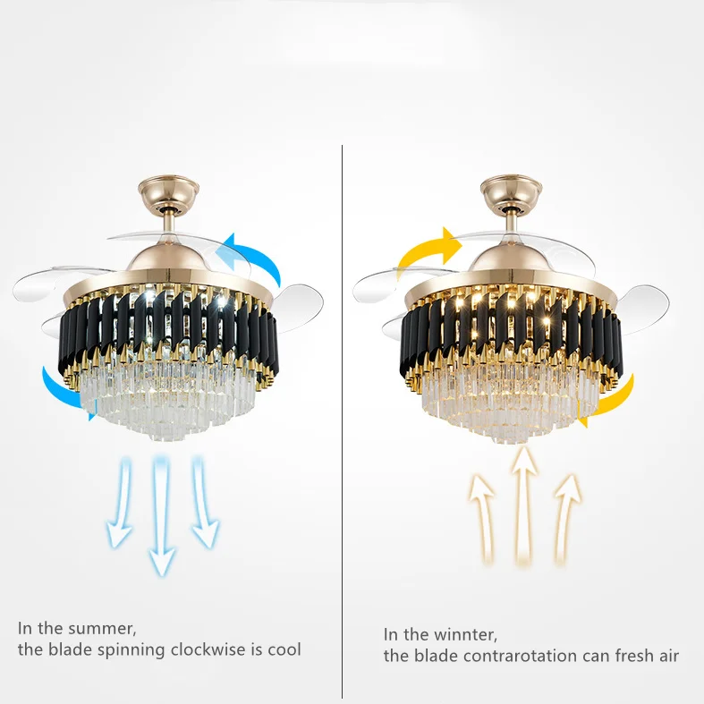  42 inch 96W Crystal fan with light and remote control chandelier ceiling lamp