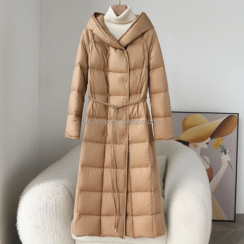 European Splicing Warm down Jacket for Women Korean Version with Versatile Plus Size Loose Casual Style Long Winter Clothing