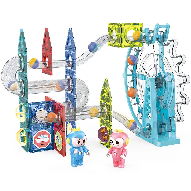 Hot Selling Light Electric Magnetic Marble Run Building Blocks 109 PCS for Kids