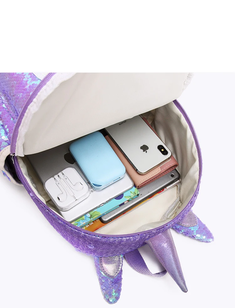 unicorn sequin backpack three piece school bag