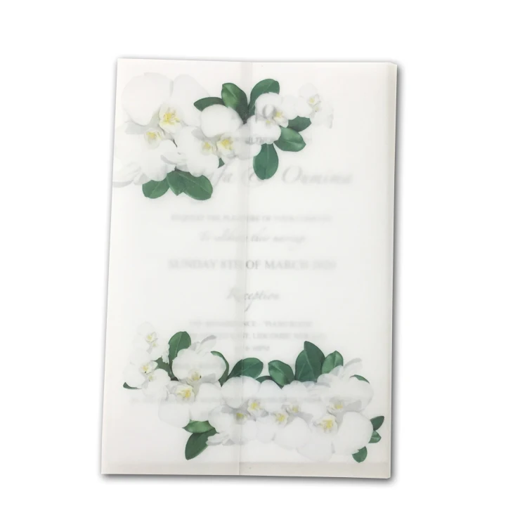 Luxury transparent cover pearl paper wedding invitation card
