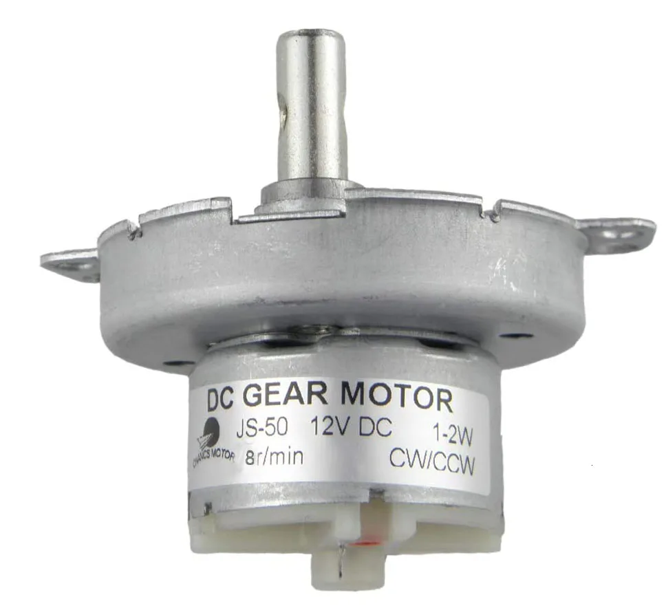DC Gear Motor Electric Motor JS-50 12V DC 8RPM CW/CCW Horizontal Hole Shaft for Fan Motor