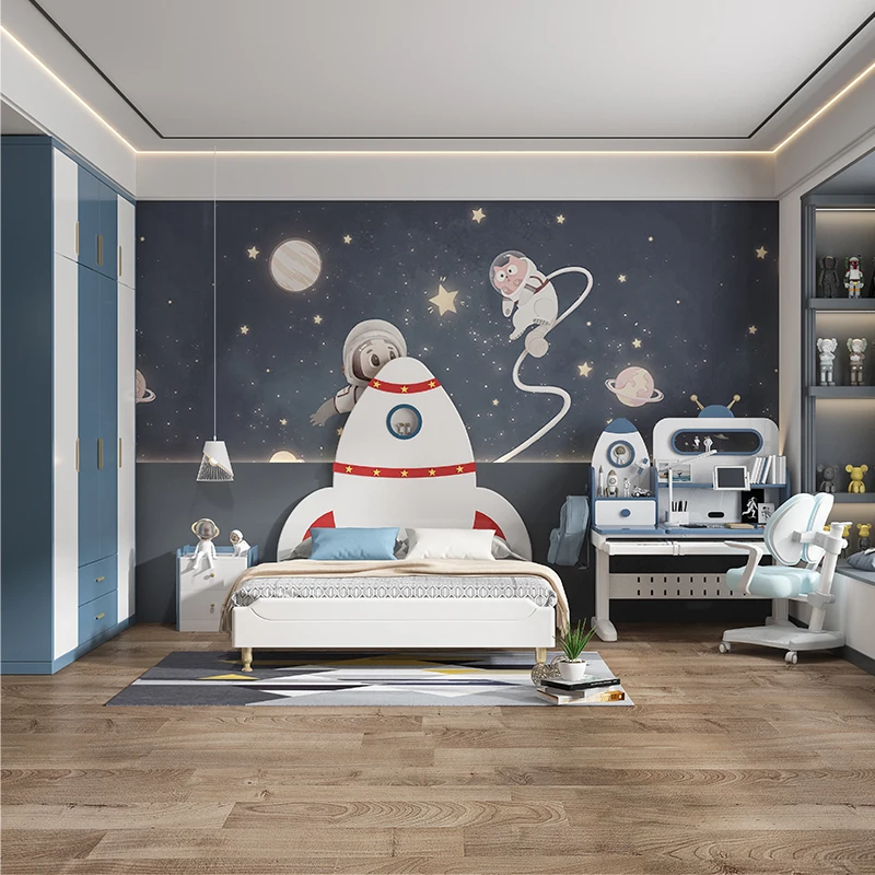 Cheap factory children beds Russian birch and New Zealand Pine solid wood rocket kids bed