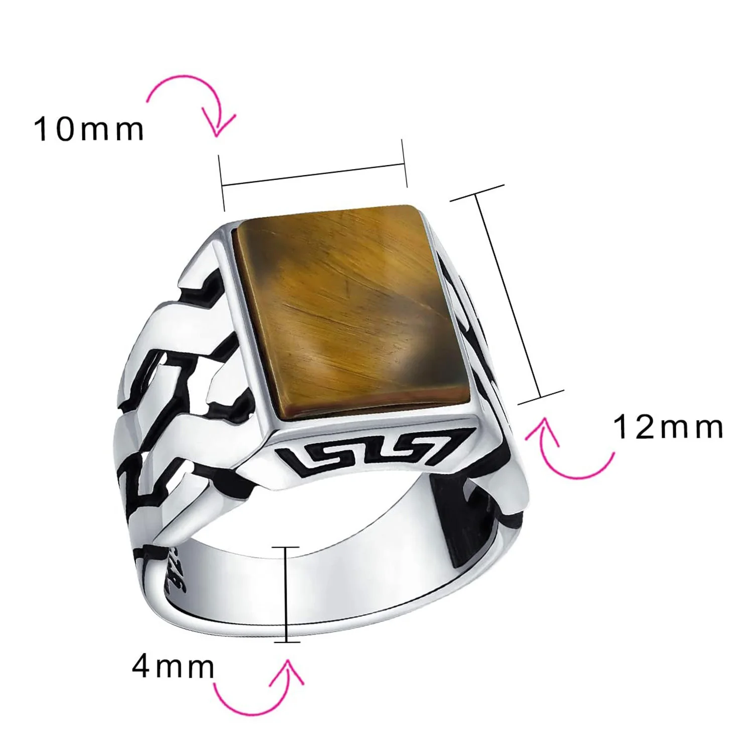 Luxury Custom Eagle Design Heavy Jewelry Oval Black Solid Stone Gemstone Stainless Steel Men Zircon Ring