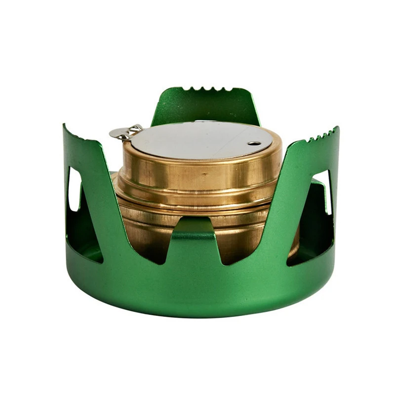 Mini Alcohol Stove for Backpacking Lightweight Brass Spirit Burner with Aluminium Stand for Camping Hiking