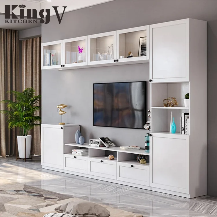 Новый дизайн современный простой глянцевый стенд для телевизора KINGV с УФ-защитой стенной шкаф со светодиодной подсветкой
