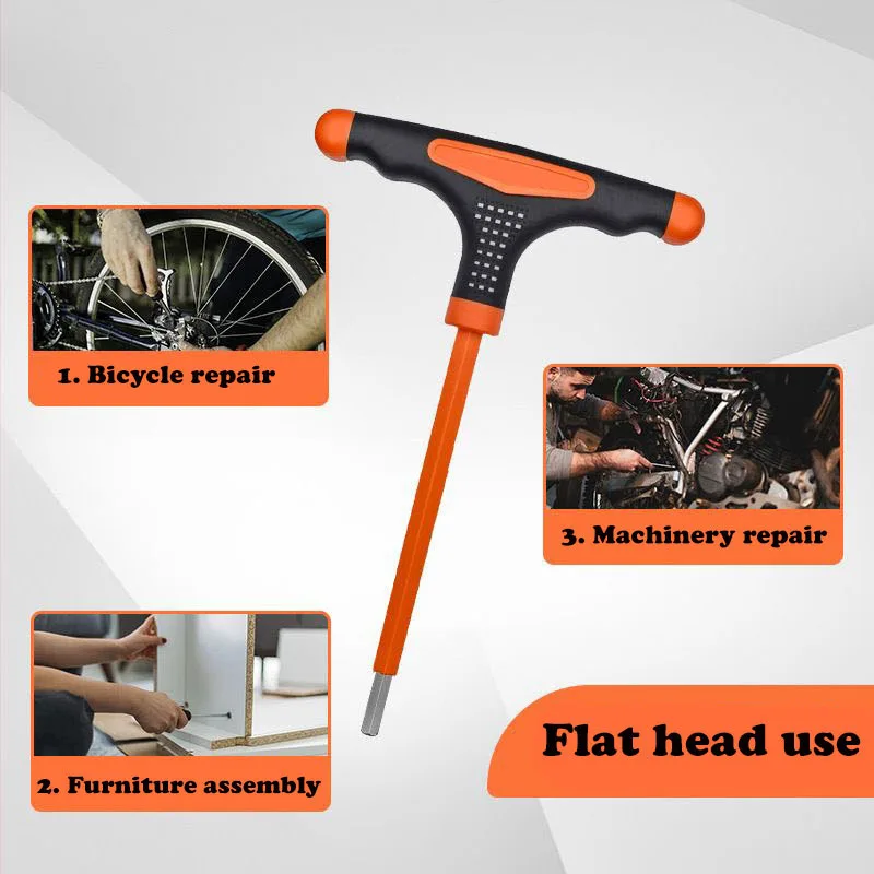 T-type insulated hexagon wrench flat head ball head three-color non-slip handle extension rod electrician hexagon screwdriver