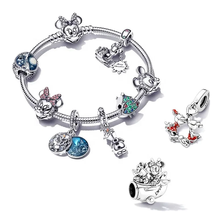 2022 new romantic ladies bracelet Mickey Minnie charm S925 silver pendant Pandorae