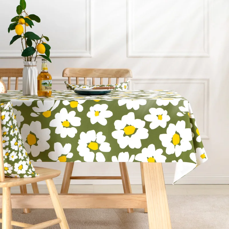 Nordic simple garden flower cloth waterproof Cotton Linen Tablecloth rectangular tablecloth household tablecloth