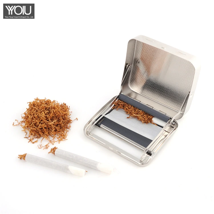 
TOBACCO stainless steel manual cigarette maker 78mm silver square pattern metal cigarette case 