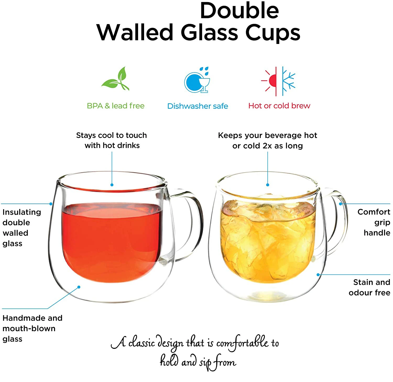 Double Wall Glass Espresso Tea Cups drink beer glass cup with custom logo as gift heat insulation transparent glass