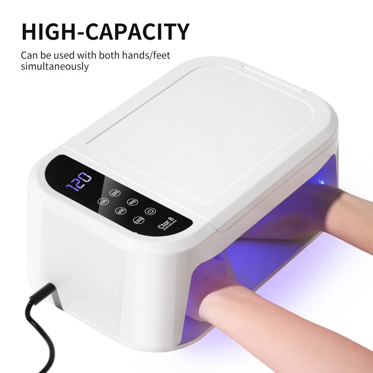 Professional 8 LED UV Gel Nail Lamp Fast Drying US Standard Salon Machine with Special Hand Pillow Plastic Nail Tips Curing Lamp