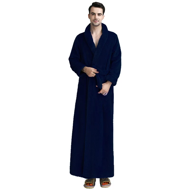OEM Women Bathrobe Men Pajama Long Thickened Sleepwear Flannel Nightgown