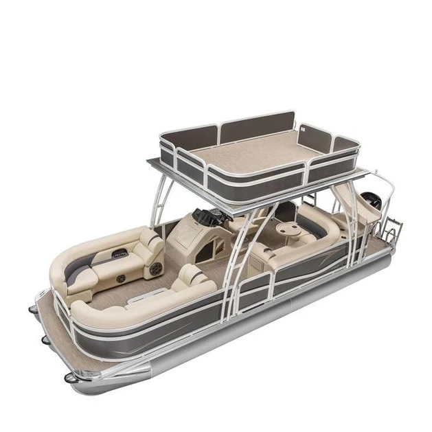 Kinlife double decker Tritoon Boat Luxury Pontoon Boat High Quality New Design Good Price Factory Direct with Slides water fun