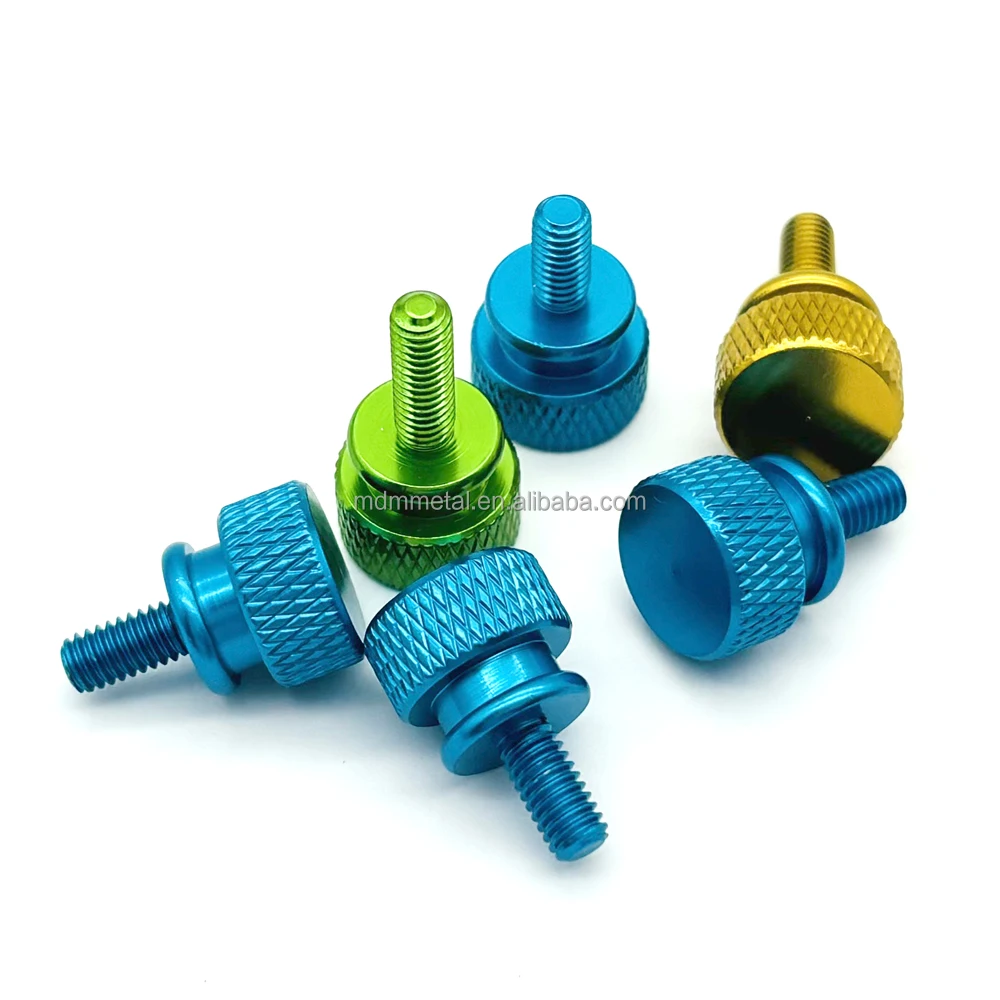 Colorful Anodized Aluminum Knurled Hand Drive Screws Thumb Screws M3
