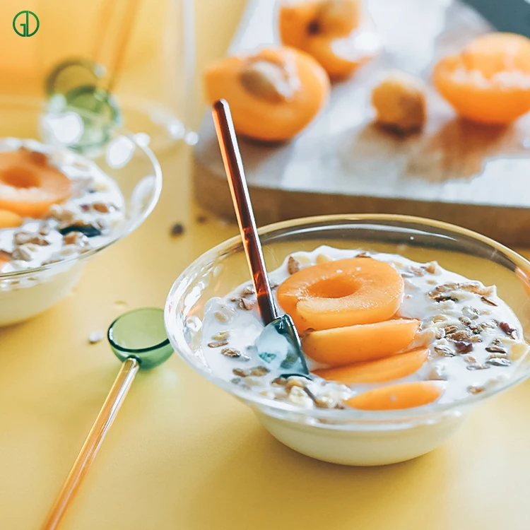 Wholesale Dishwasher available Decorative Long Handle Ice Cream Wedding Dessert Yogurt Milk Coffee Stirring Glass Spoon
