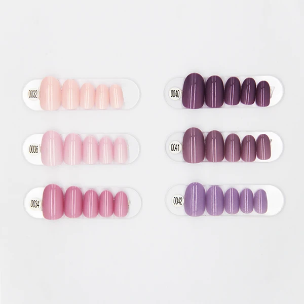 Full Cover Glitter Design Gel UV Coat Finished Oval Shape Artificial Nails with Glue