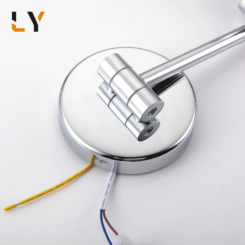 Hotel Folding Extendable 304 Stainless Steel Magnifying Round Bathroom Mirror