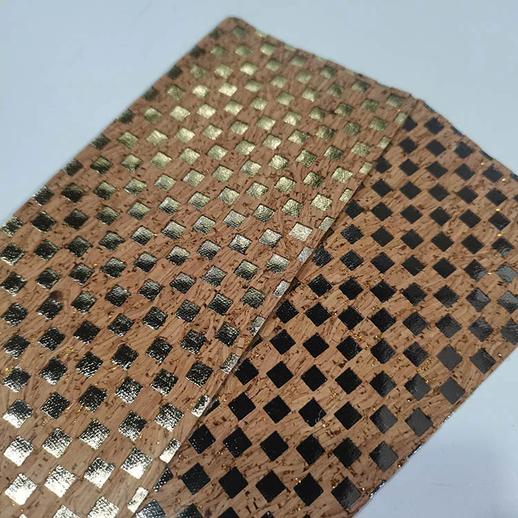 Portugal Natural Eco-Friendly Film Shiny Rainbow guilded bark cork leather fabric for shoes  bags decoration