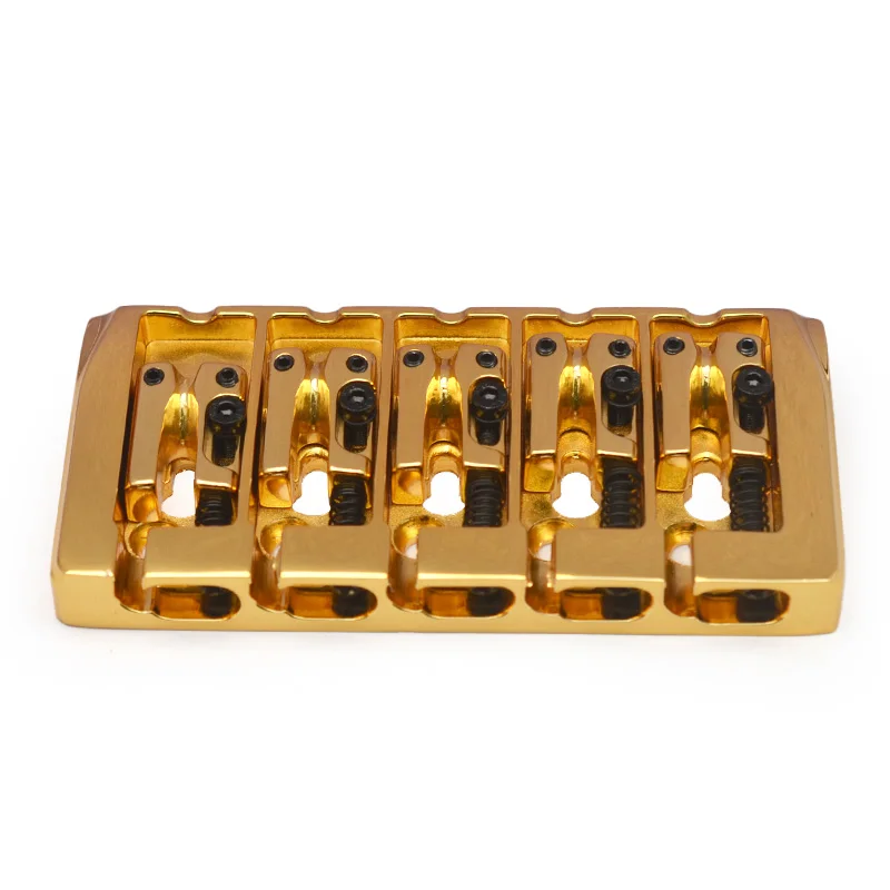 Vintage 5 String Locked Saddle Bass Bridge 111x54MM Body or Bottom Through String Spacing 19MM Bass Fixed Bridge Black/Gold/CR