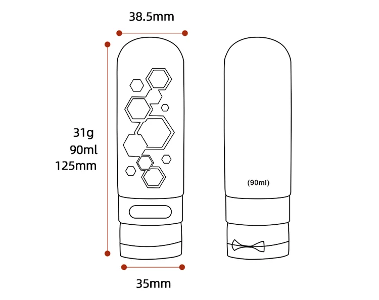 ZhongDing New 90ml 3oz Zipper PVC bag Travel Kit Bottles Silicone Travel Bottle Toiletries Travel Shampoo Bottle Set