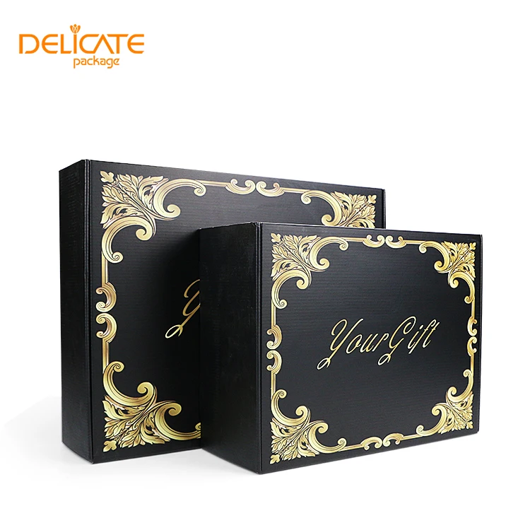 Free Sample Hot Sale Wholesale Custom Logo Black Small Factory Mail Print Box Clothing Shoes Courier Box