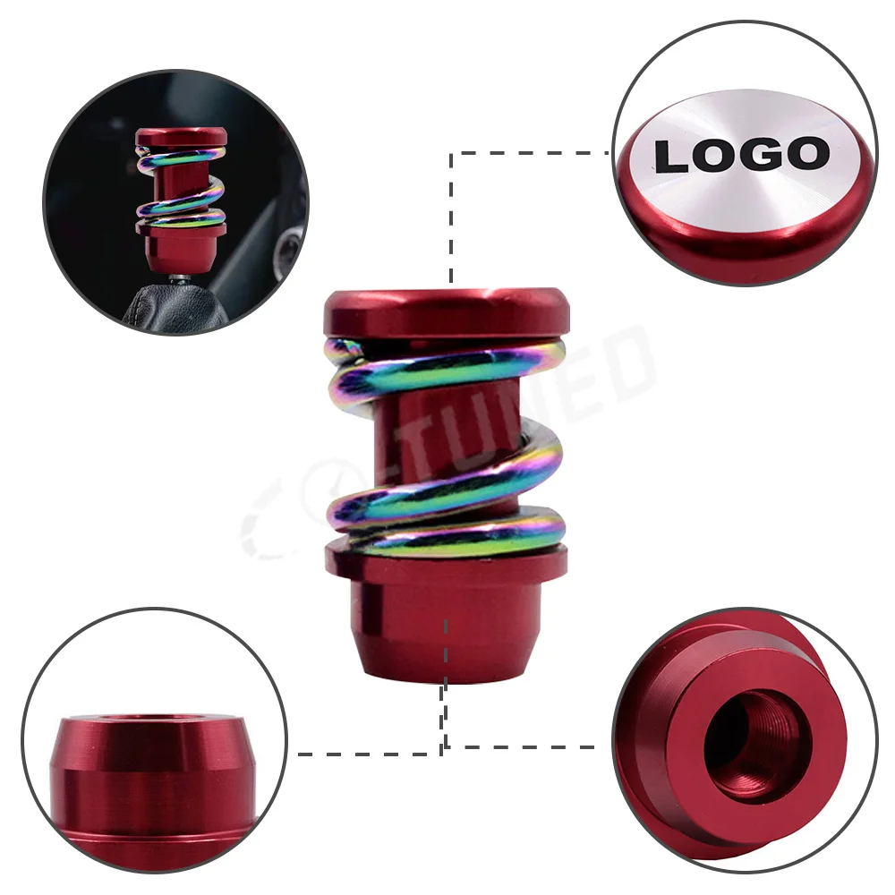 JDM Neo Chrome Spring Shift Knob With MOM* Logo Gear Knob Metal Shifter Lever Head Universal For Honda Toyota Subaru Mitsubishi