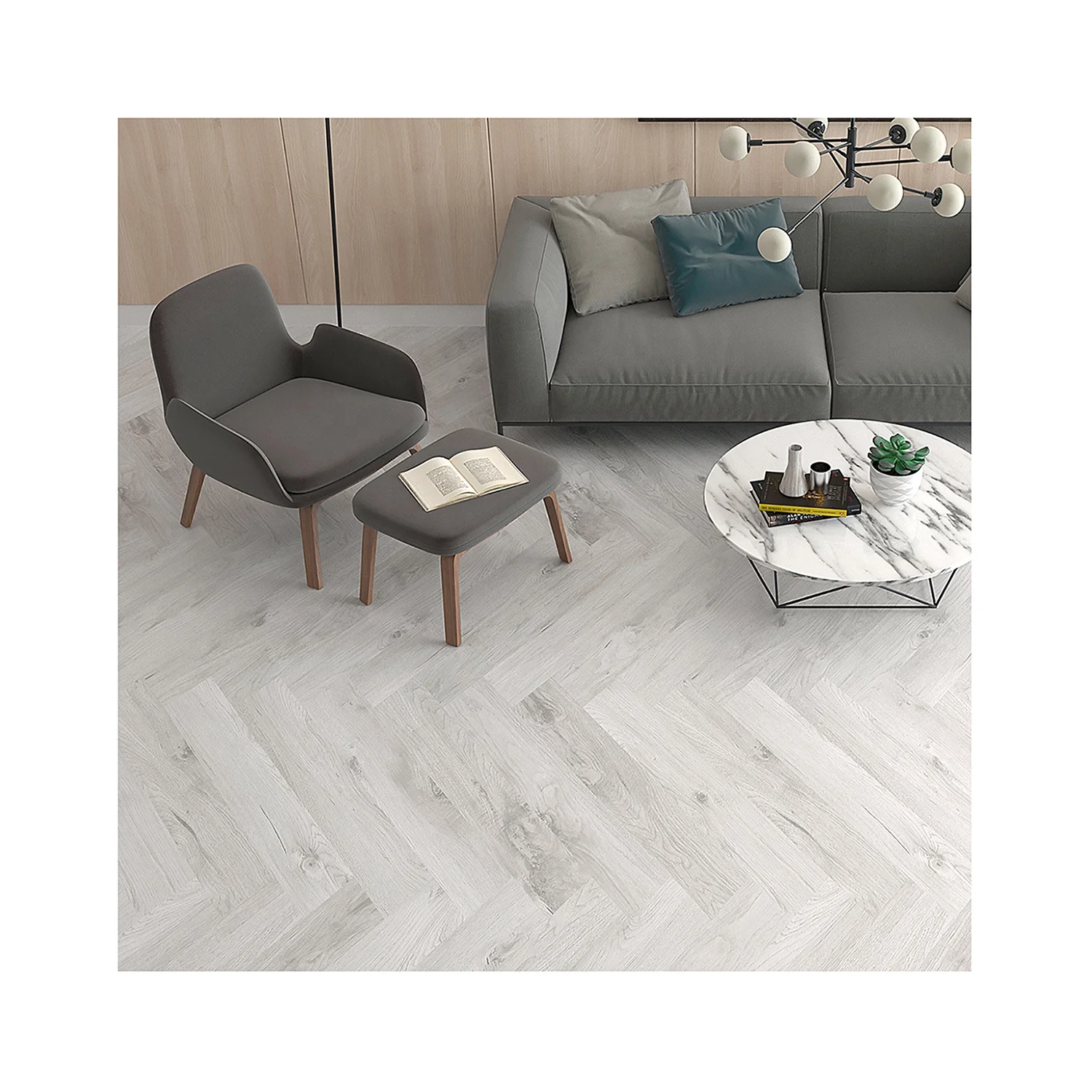 Unilin Click System Easy Maintenance Wooden Vinyl Flooring Herringbone SPC Flooring