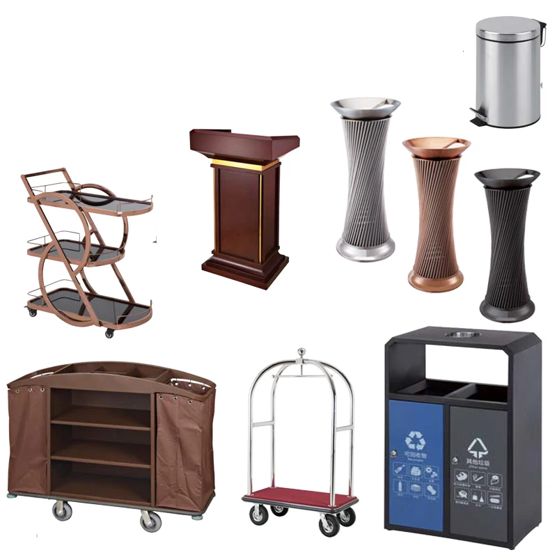 Factory Price 5 STAR Hotel Luxury Hotel Supplies Customized Outdoor Hotel Dust Bin Room Service Trolley