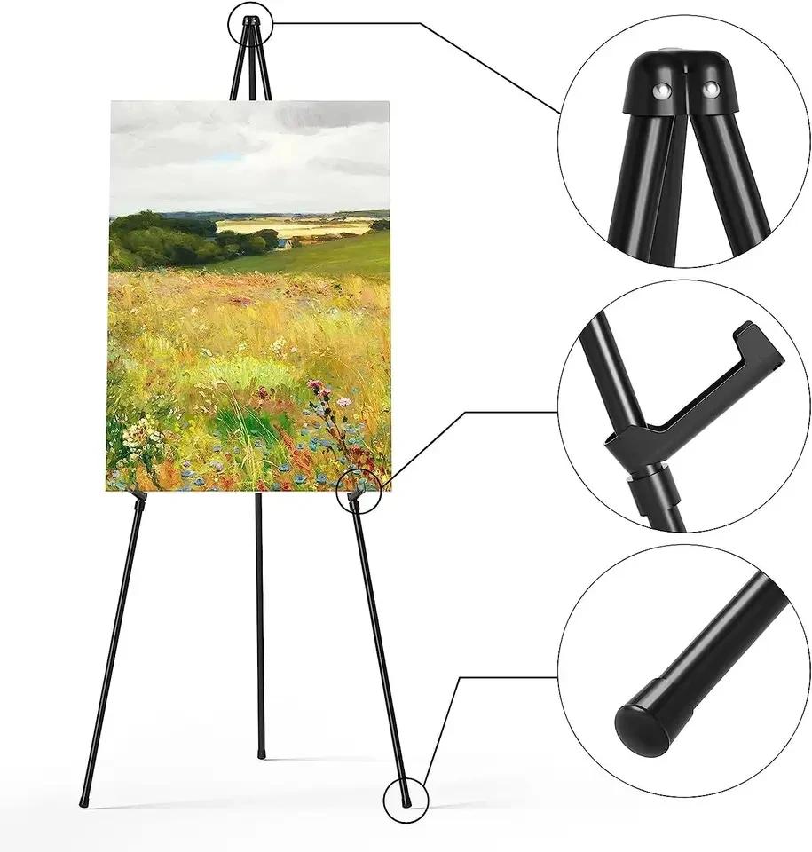 Keep Smiling 167cm Stainless Steel Black Color Artist Metal Easel Stand For Adults Kids Painting