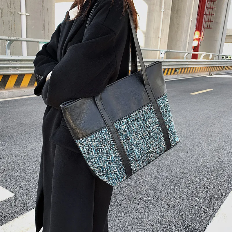 Womens shopper bag with zipper PU leather tote bags for women Factory wholesale vietnam embroidered handbags