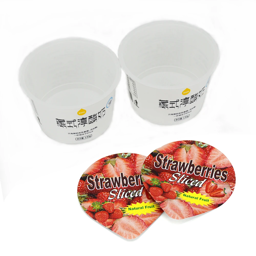 Lucky Time Pack Large One use biodegradable White Plastic Cups With Aluminum foil Lid for yogurt and water