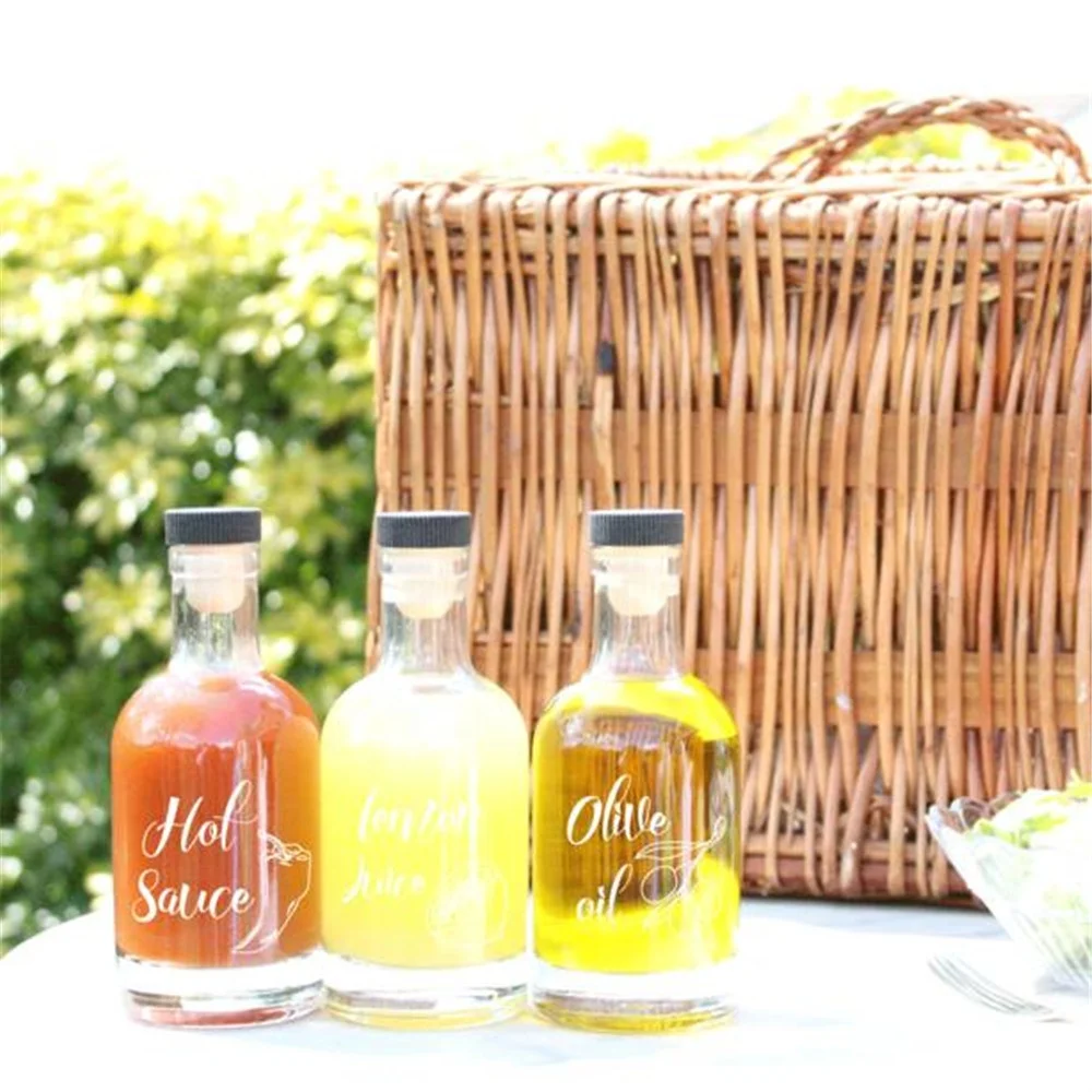 Linlang Шанхай под заказ бутылки для соуса для барбекю Чили горячий соус пустая стеклянная бутылка с деревянной или металлической пробкой