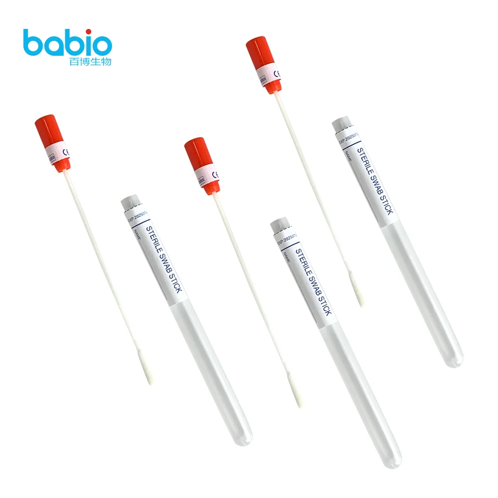 disposable medical comsumables sample specimen collection sterile swabs with container