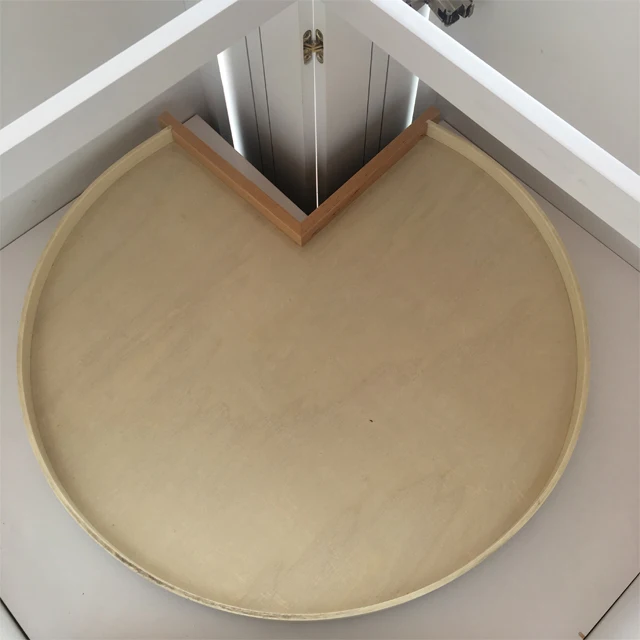 90 Degree Open Door Corner Kitchen Cabinet with Turntable Lazy Susan Storage Made in China Solid Wood Base Cabinets 1 Set Modern