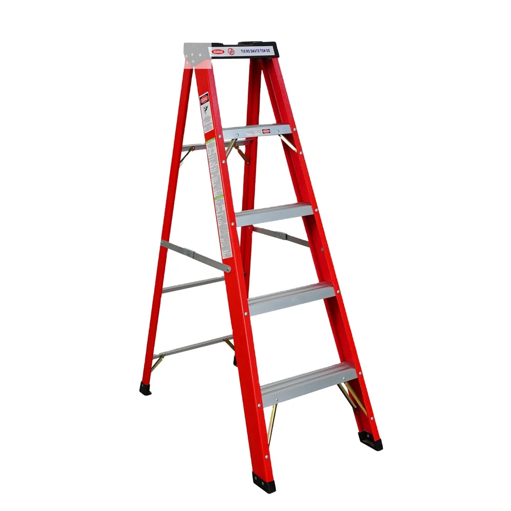 High Quality 150kg Max Load Insulated Fiberglass Step Ladders Industrial Ladders With En131
