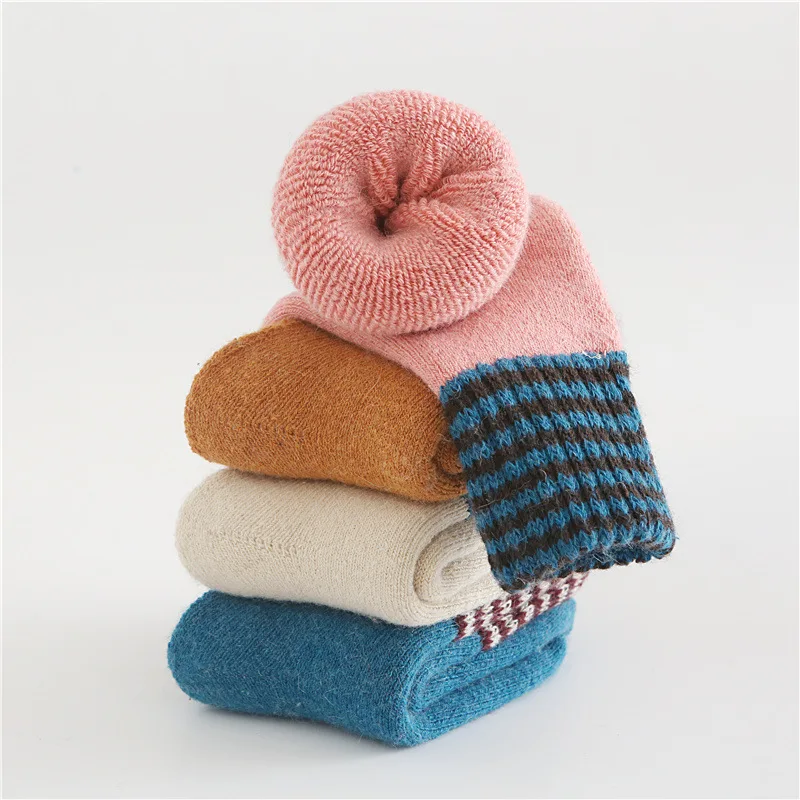 Factory high quality new desgin style colorful winter warmer cozy wool socks thicken women