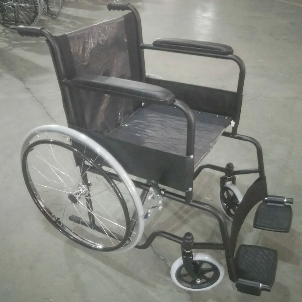 2024year Foshan Factory 809 Cheap Powder Coated Black Color Steel Manual Wheelchair