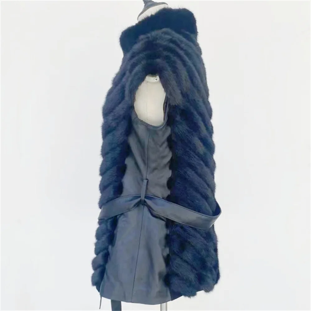 New Real Mink Hair Vest Mink Hair Top Mink Clothing Waistcoat For Women