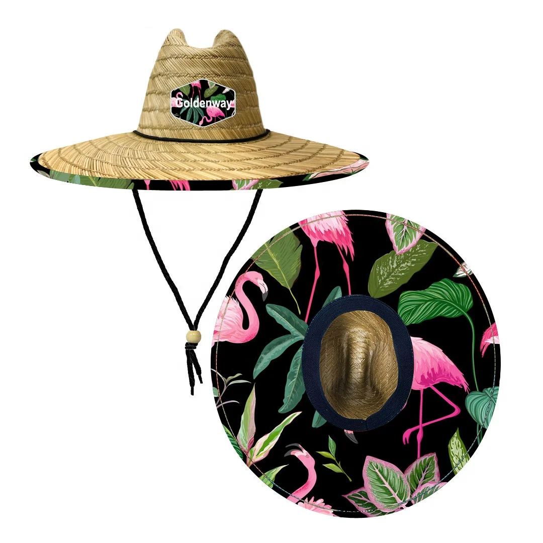 Flamingo Pattern design sun production women lifeguard chinese straw hats