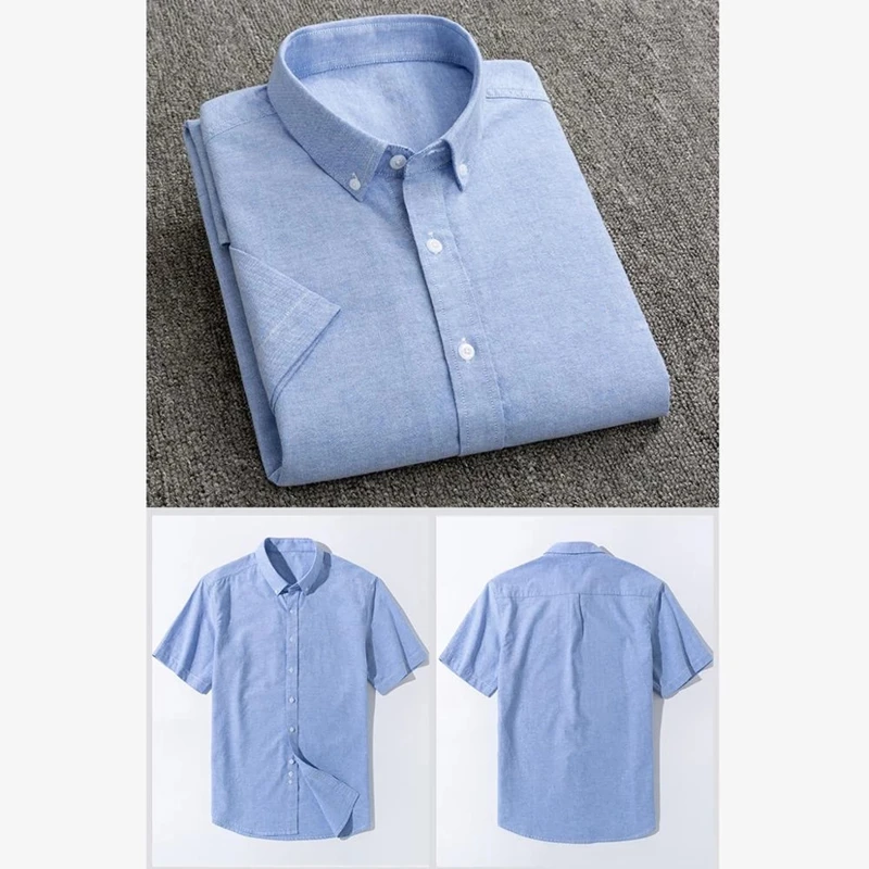 Custom Button Up Shirt Summer Short Sleeve Turndown Collar Regular Fit New Oxford Fabric 100% Cotton Shirts
