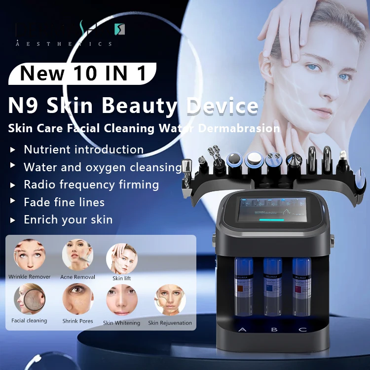 10-in-1 Multi-functional Skin Management Korean Hydro Oxygen Facial Spa Equipment Oxygen Bubble Microdermabrasion Facial Machine
